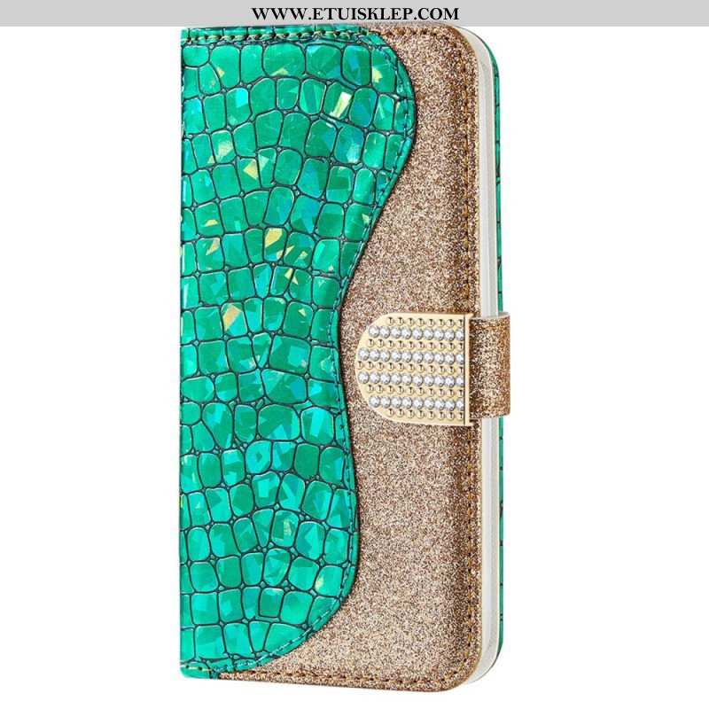 Etui Folio do Samsung Galaxy S23 5G Krokodyle Diamenty